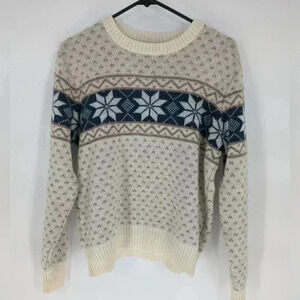 Puritan Ski Lift Knit Sweater Men's Medium Multicolor Snowflakes Vintage 80s
